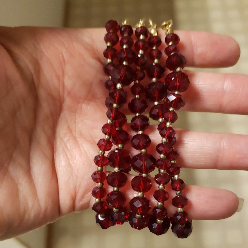 White House Black Market 5 Strand Red Beaded Bracelet